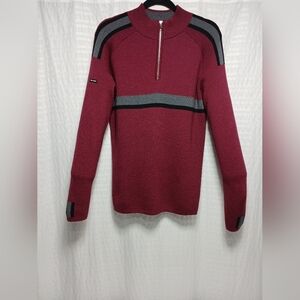 Delaine & Co Men's Ski Racer 100% Merino Wool 1/4 Zip Pull Over Sweater. Size M